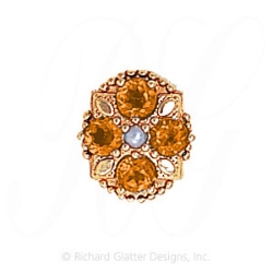 GS526 PL/CIT - 14 Karat Gold Slide with Pearl center and Citrine accents 